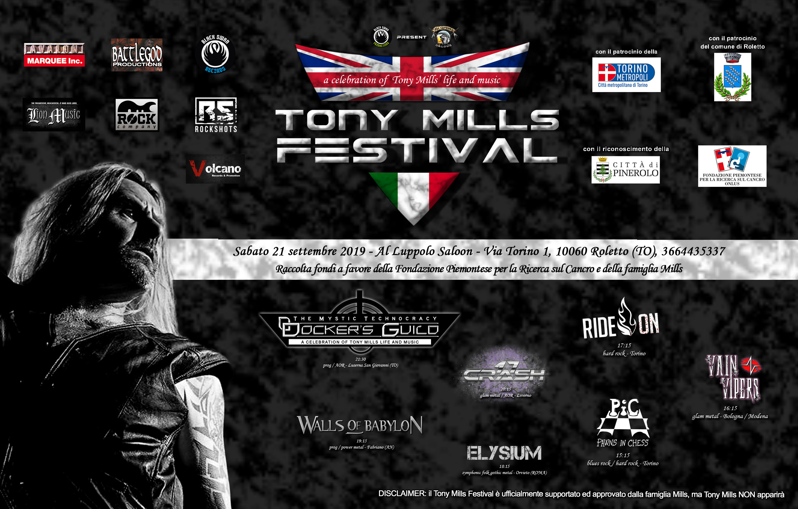 Tony Mills Festival- sabato 21 settembre 2019 presso il Luppolo Saloon a Roletto (TO)
