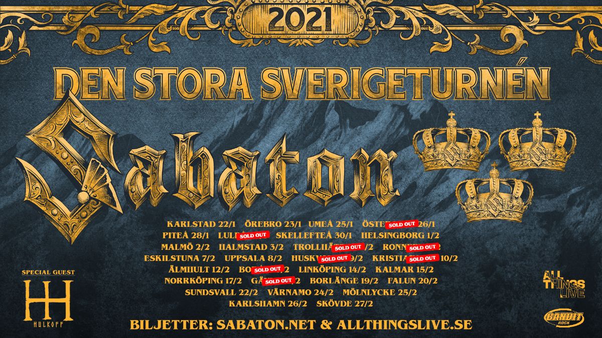 SABATON – annunciano ulteriori date del loro più grande tour in Svezia!