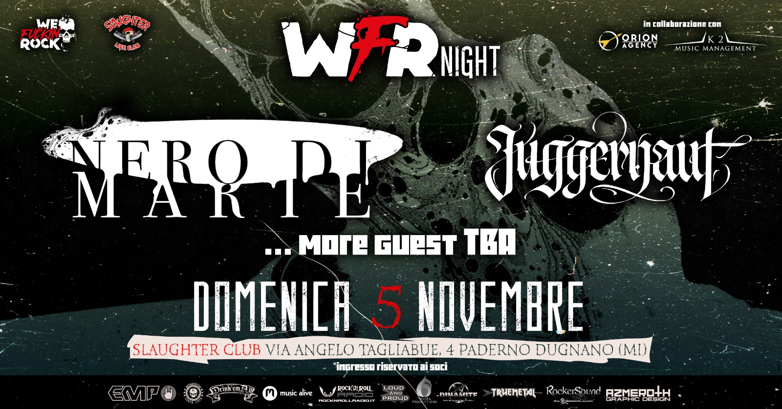 NERO DI MARTE – live per la WFR NIGHT il 5 novembre allo Slaughter
