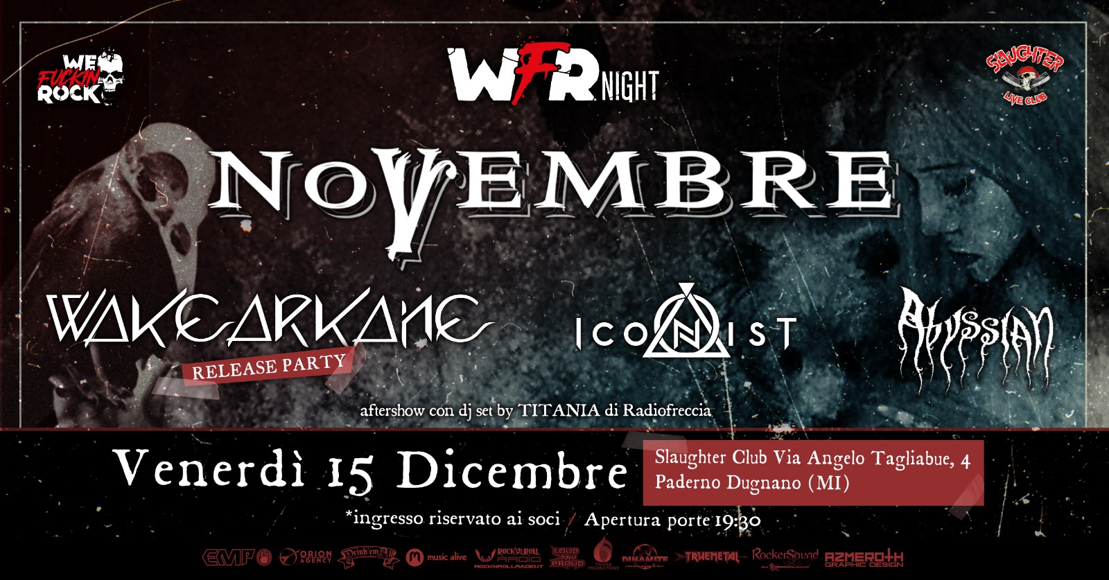 NOVEMBRE – live @ WFR Night allo Slaughter il 15 dicembre