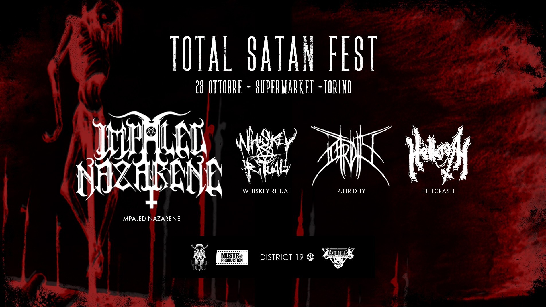 IMPALED NAZARENE + WHISKEY RITUAL + PUTRIDITY + HELLCRASH – il Total Satan Fest di sabato 28 ottobre al Supermarket di Torino nel nostro live report!